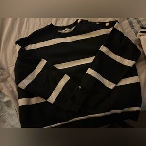 H&M Black and White Striped Crewneck Sweater